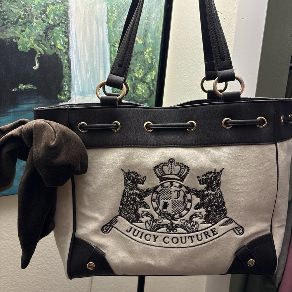 Juicy Couture brown& Cream Embroidered Tote Bag
